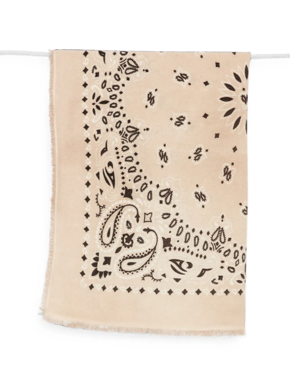 kujten Hachiko Bico paisley-pattern frayed scarf - Nude