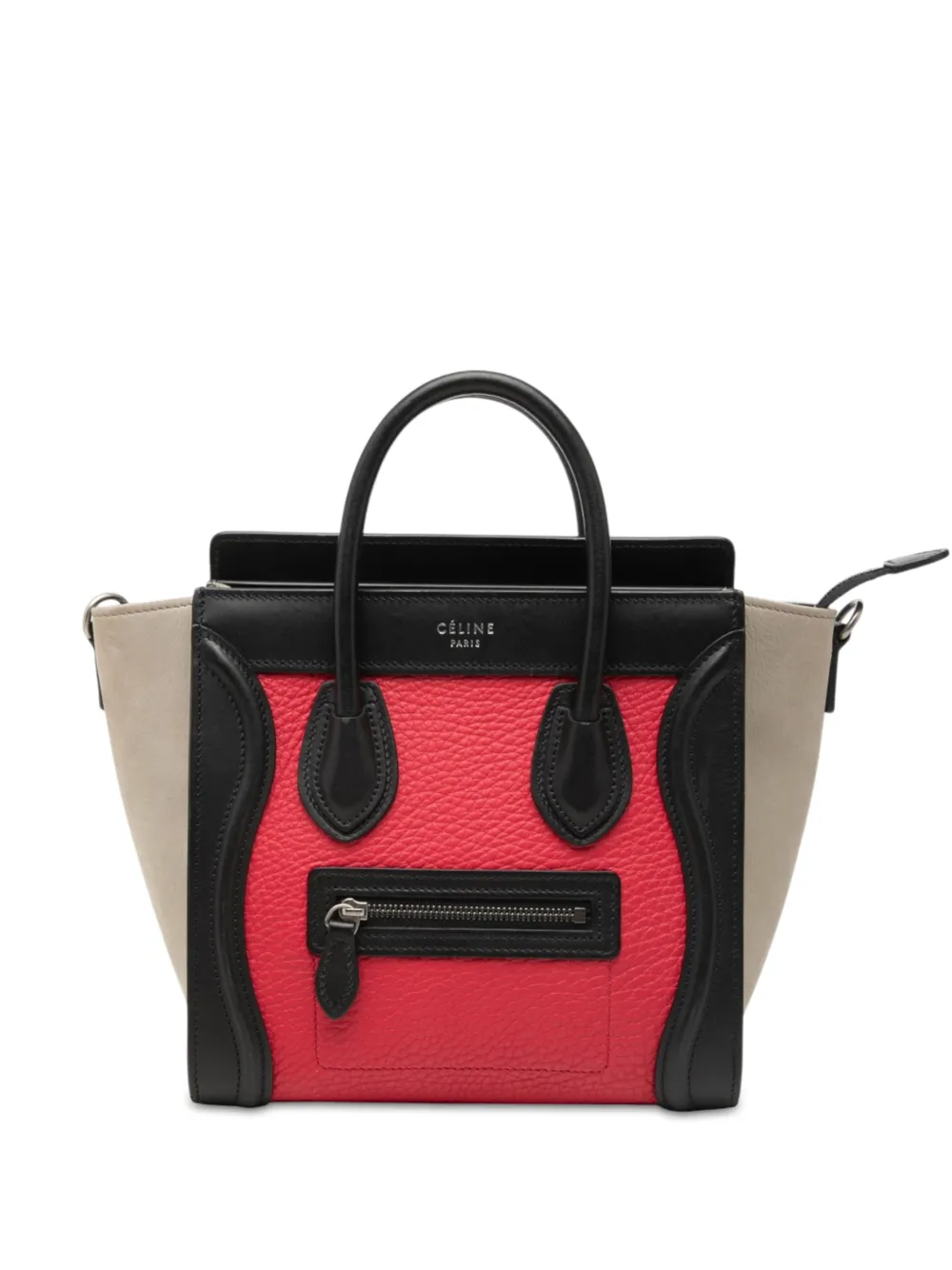 Celine Pre-Owned 2017 Nano Tricolor Nubuck and Calfskin Luggage Tote satchel - Mehrfarbig