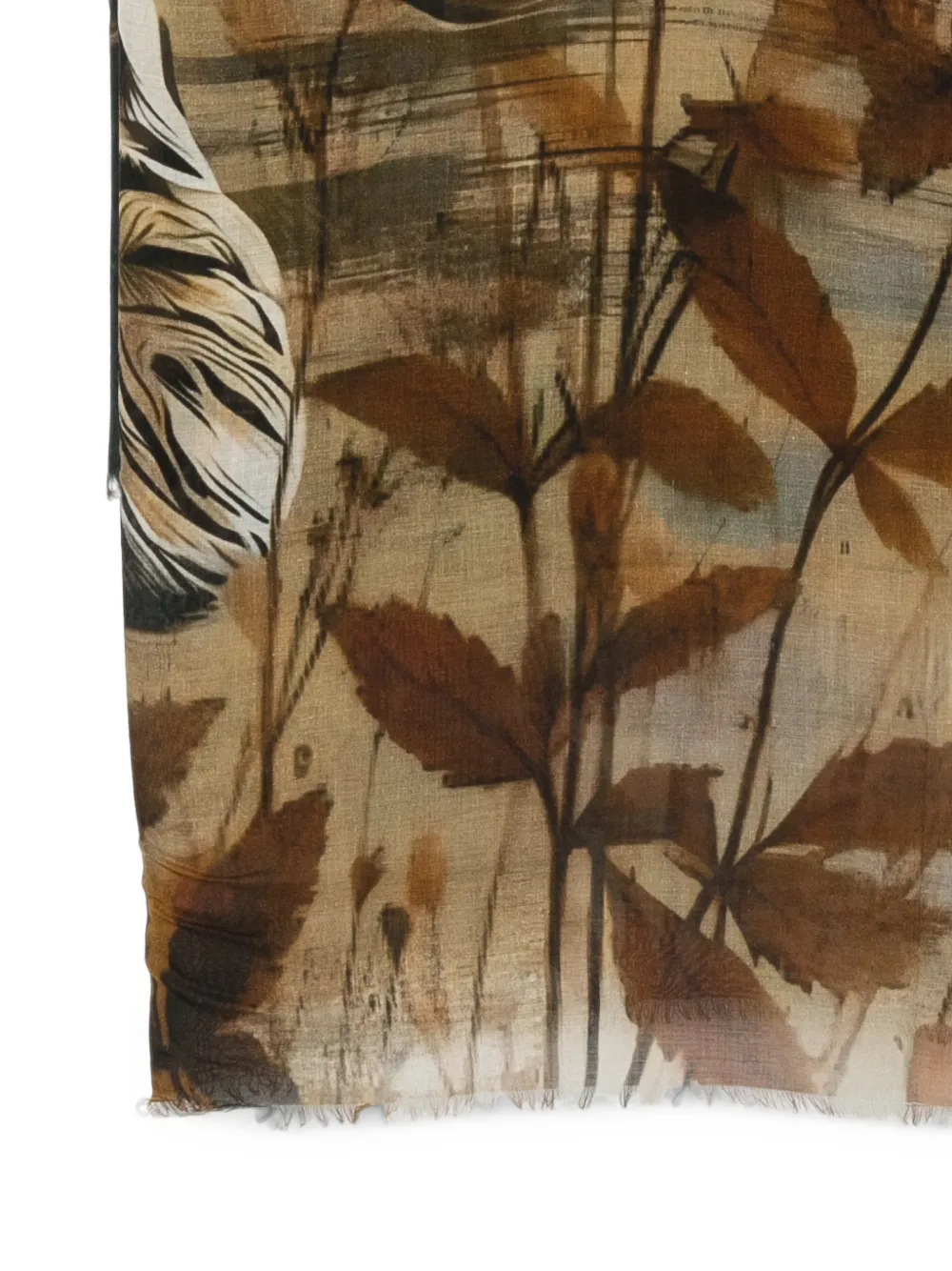 D'aniello Sjaal met dierenprint en franje Beige