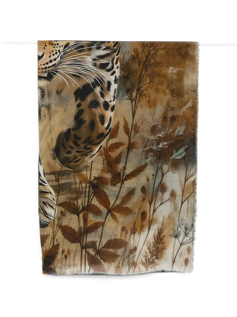 D'aniello animal-print frayed-edge scarf - Nude