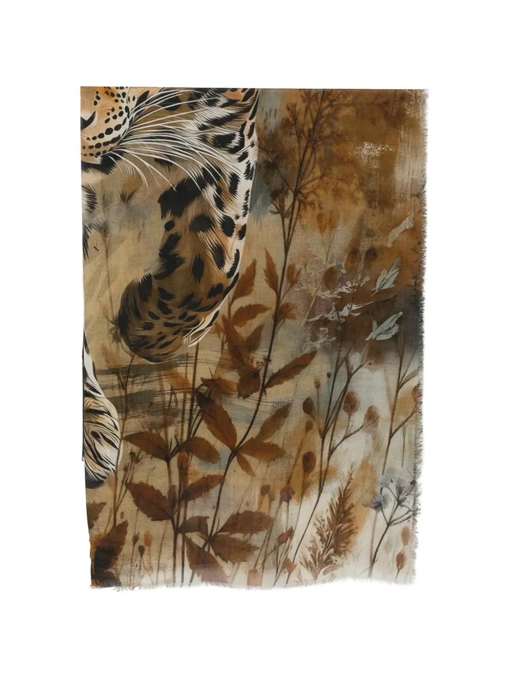 D'aniello animal-print frayed-edge scarf - Toni neutri