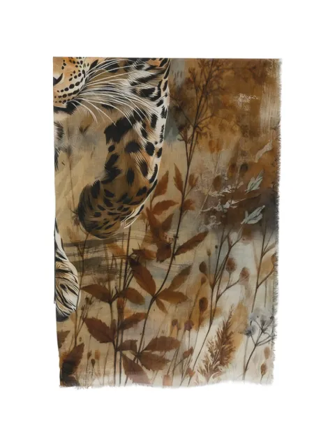 D'aniello animal-print frayed-edge scarf