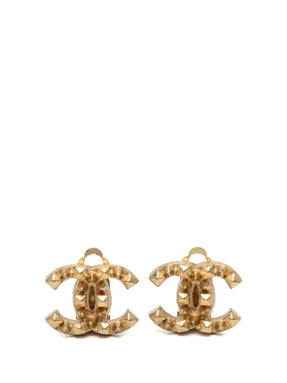 CHANEL Pre-Owned 2003 CC Gold Plated Spiked Clip On Earrings costume earrings