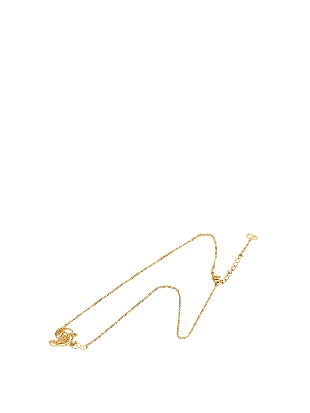 Christian Dior Pre-Owned 1990-2010 Gold Plated Cursive Logo Pendant Necklace costume necklace - Oro