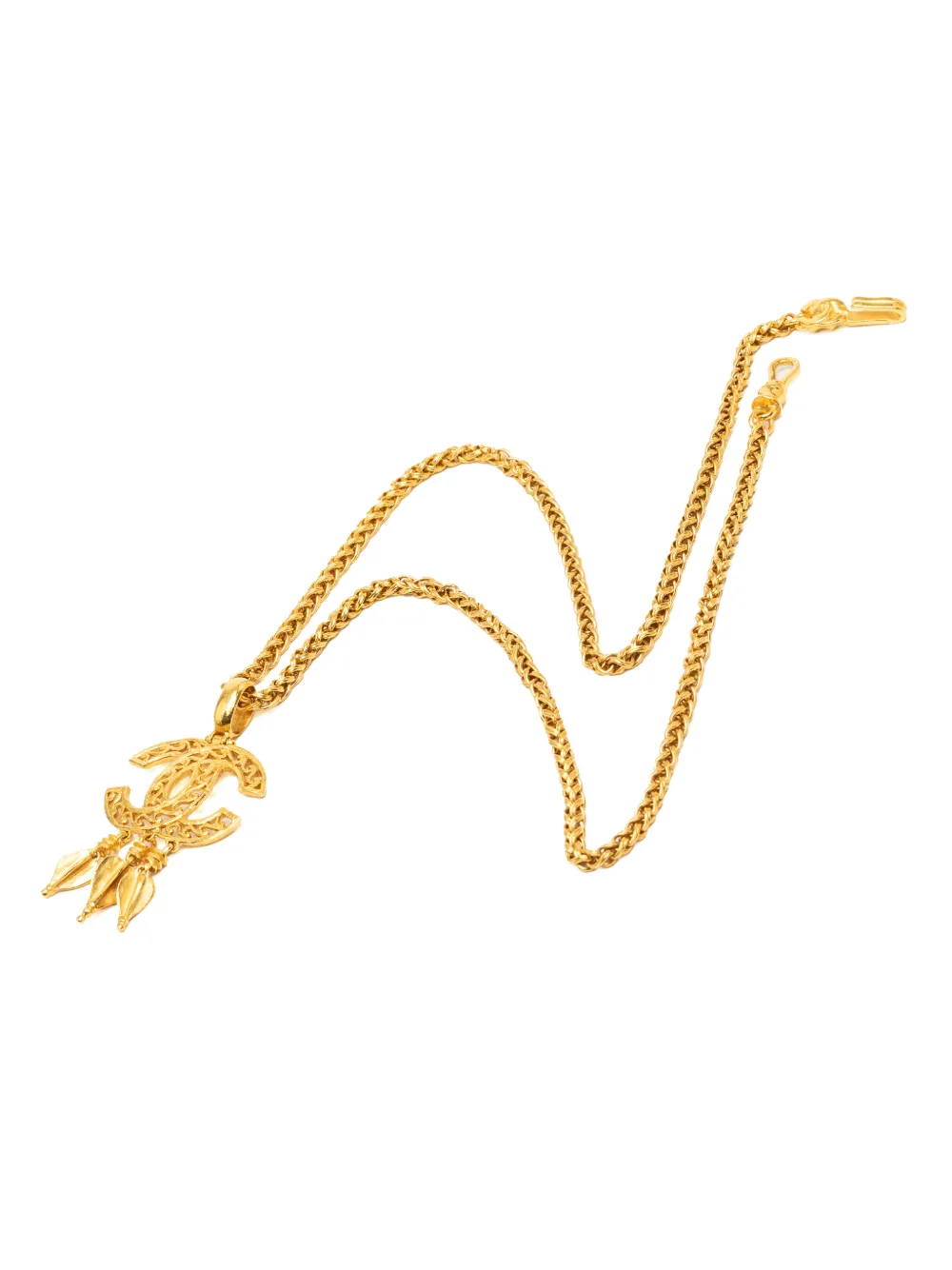 CHANEL Pre-Owned 1995 CC Gold-Plated Filigree Fringe Pendant Necklace costume necklace - Oro