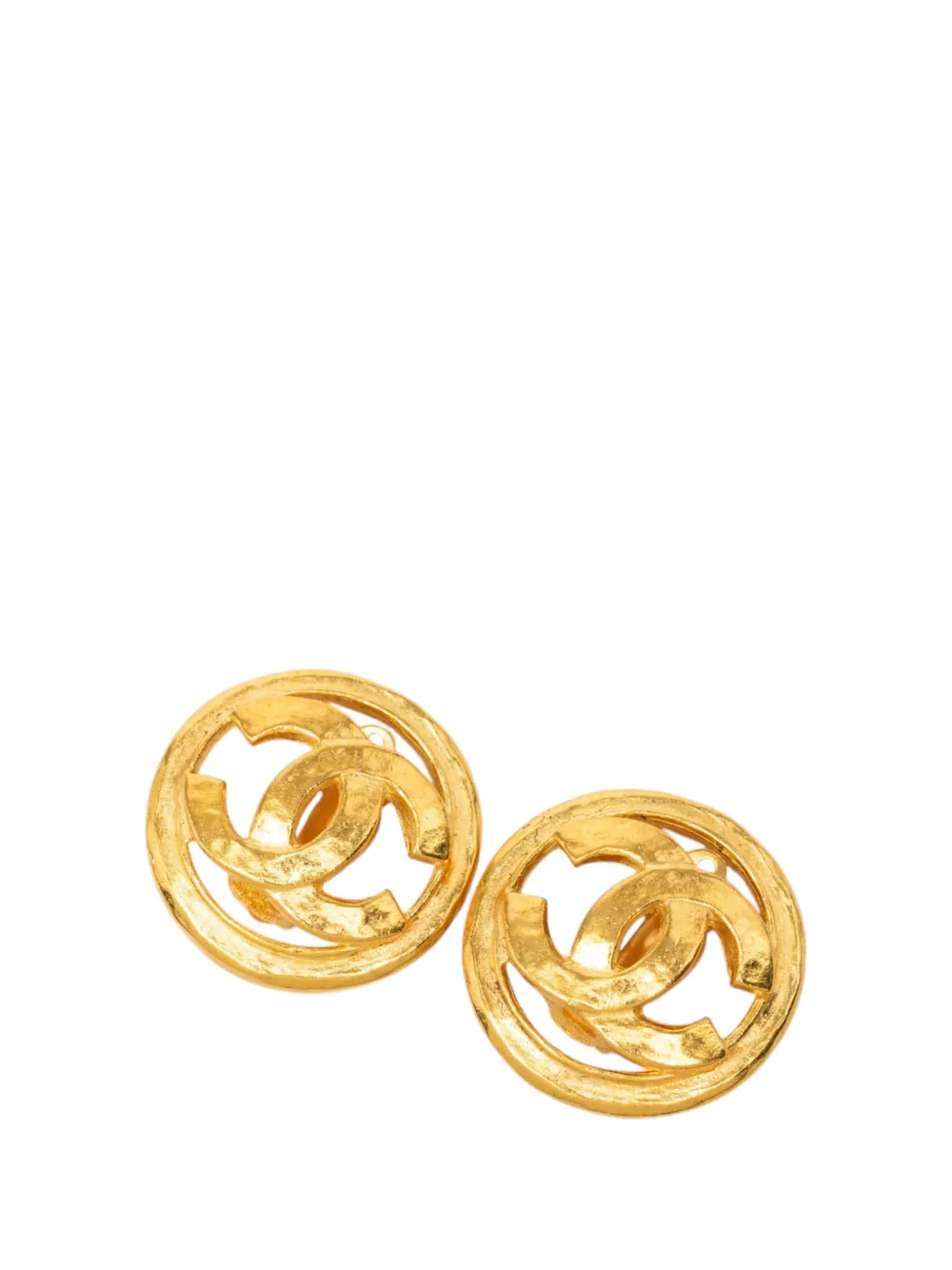 CHANEL Pre-Owned 1994 CC Gold Plated Round Clip on Earrings costume earrings - Oro