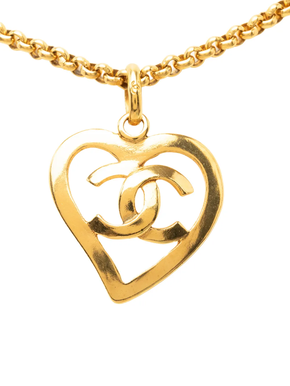 CHANEL Pre-Owned 1995 CC Gold Plated Heart Pendant Necklace costume necklace - Oro
