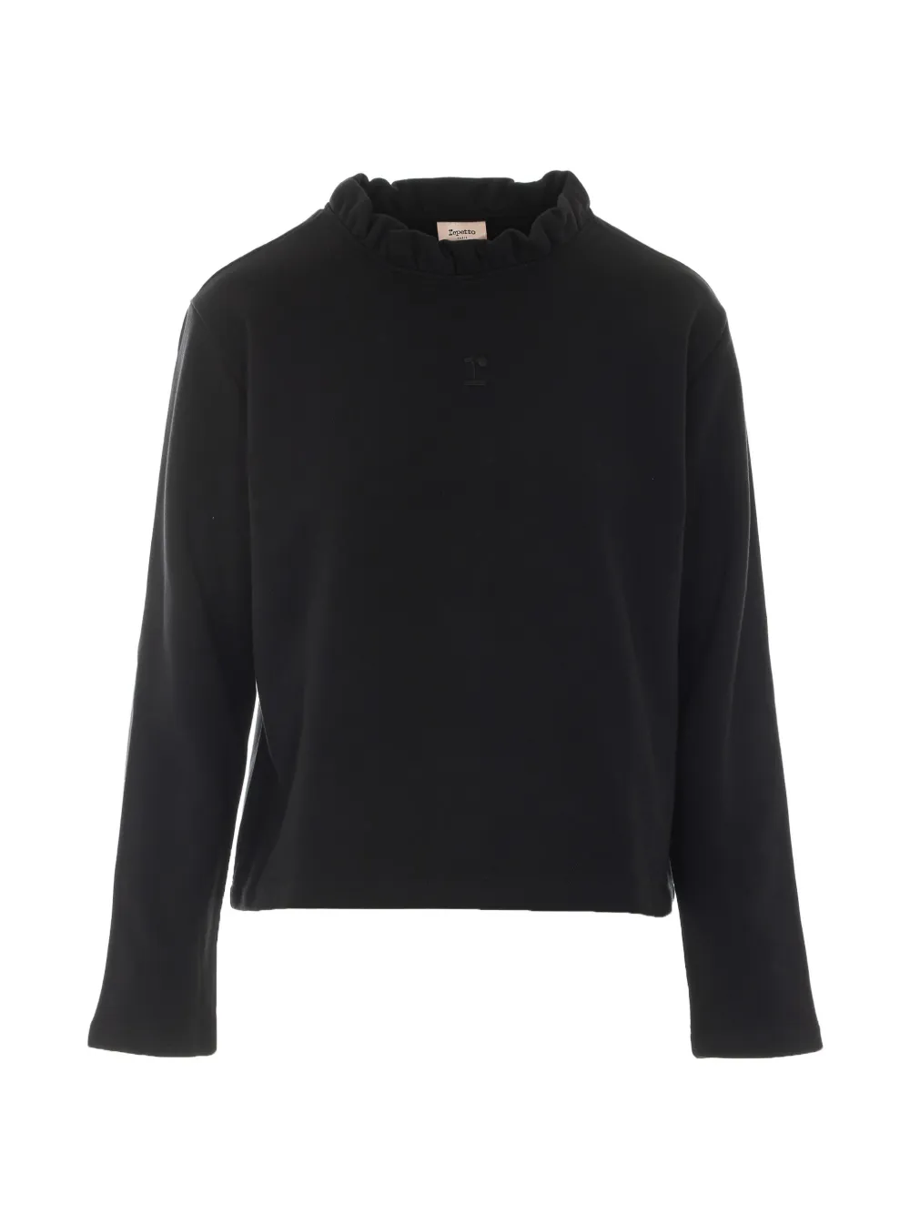 Repetto ruffled-neck embroidered-logo sweater - Schwarz