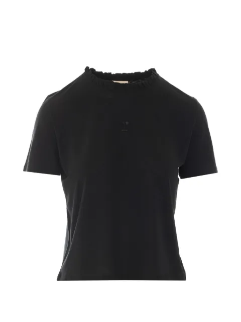 Repetto T-shirt med broderet logo og flæsekant