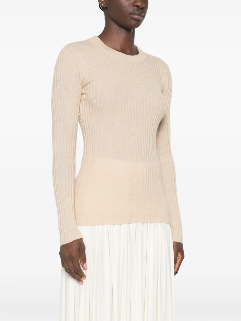 kujten Bibi ribgebreide trui Beige