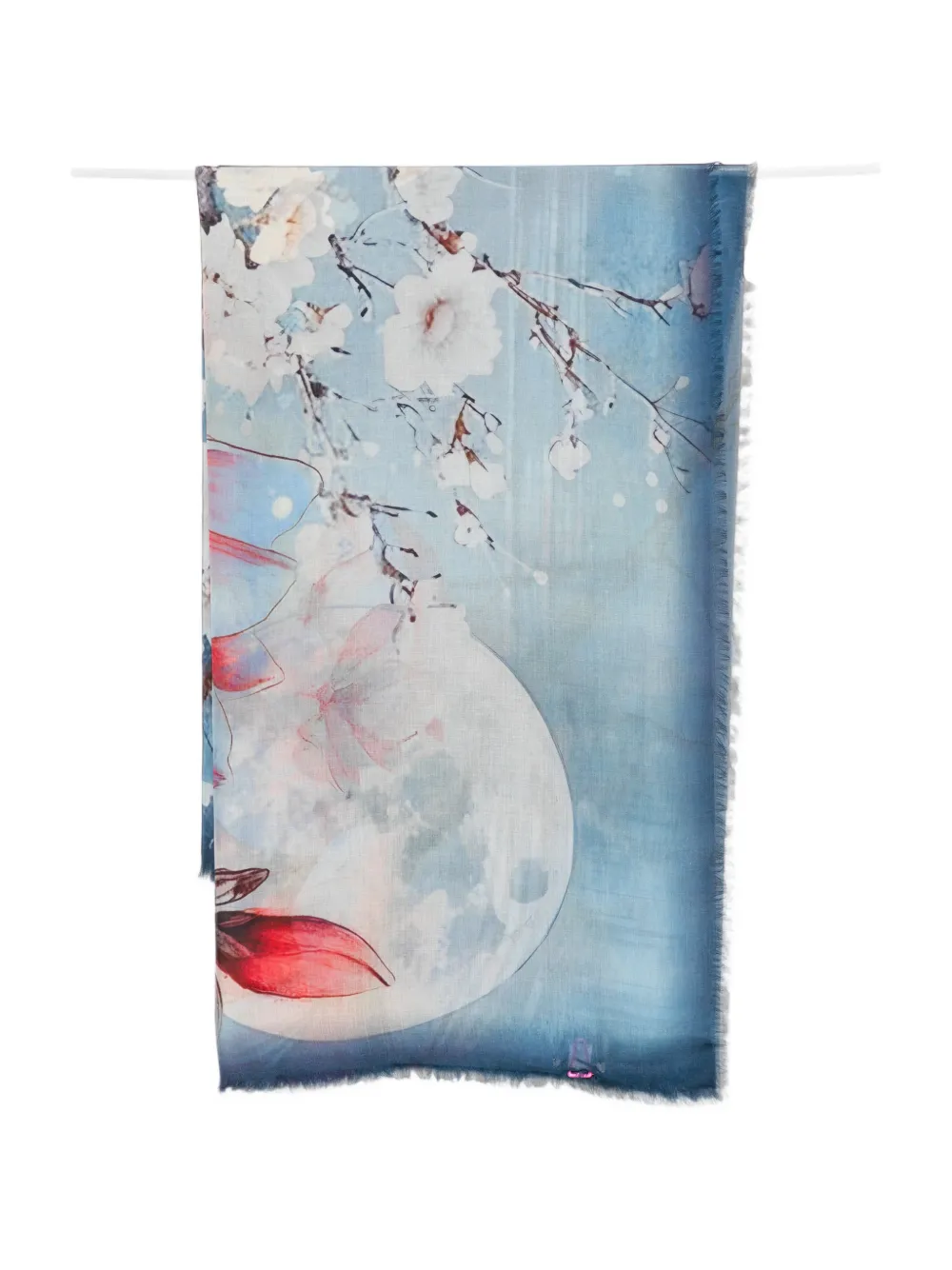 D'aniello floral-print frayed scarf - Blau
