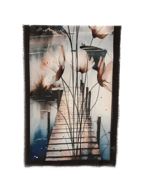 D'aniello graphic-print frayed-edge scarf