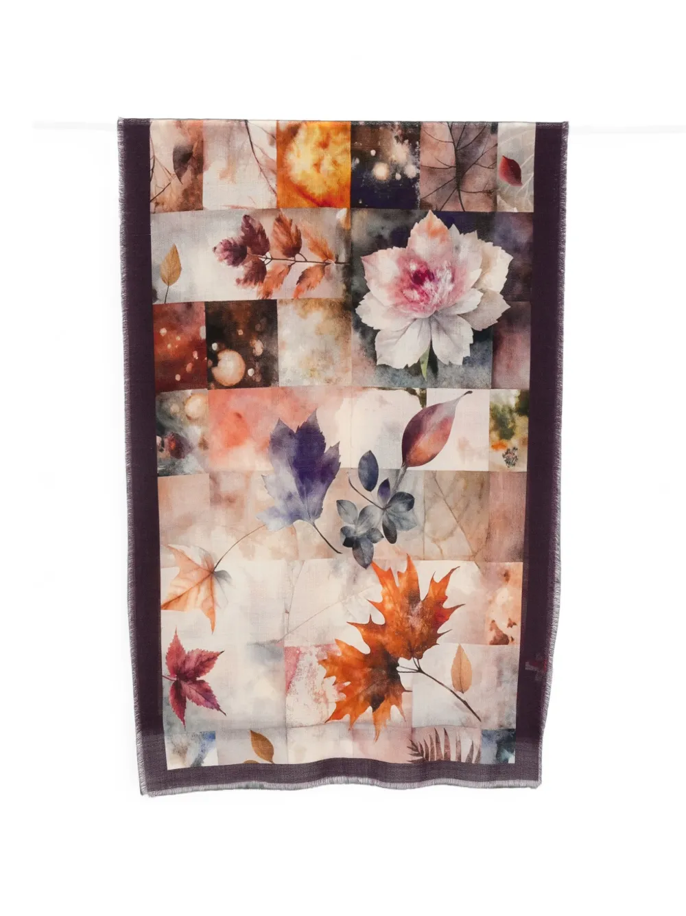 D'aniello leaf-print frayed scarf - Nude