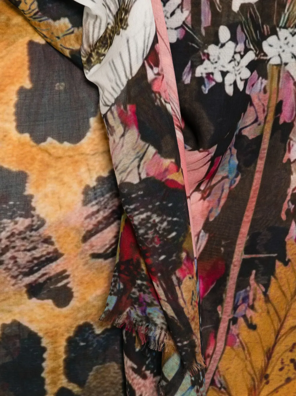 D'aniello Sjaal met luipaardprint en bloemenprint Roze