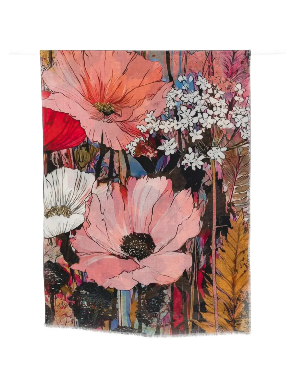 D'aniello floral-print leopard-pattern scarf - Rosa