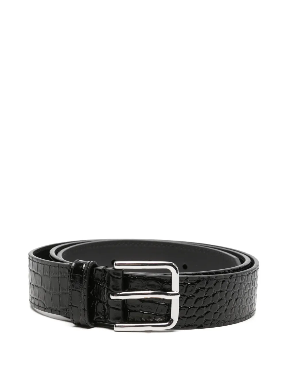 The Frankie Shop croc-effect leather belt - Nero