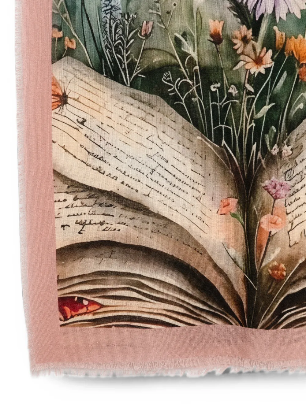 D'aniello Sjaal met bloemenprint en vlinder Beige
