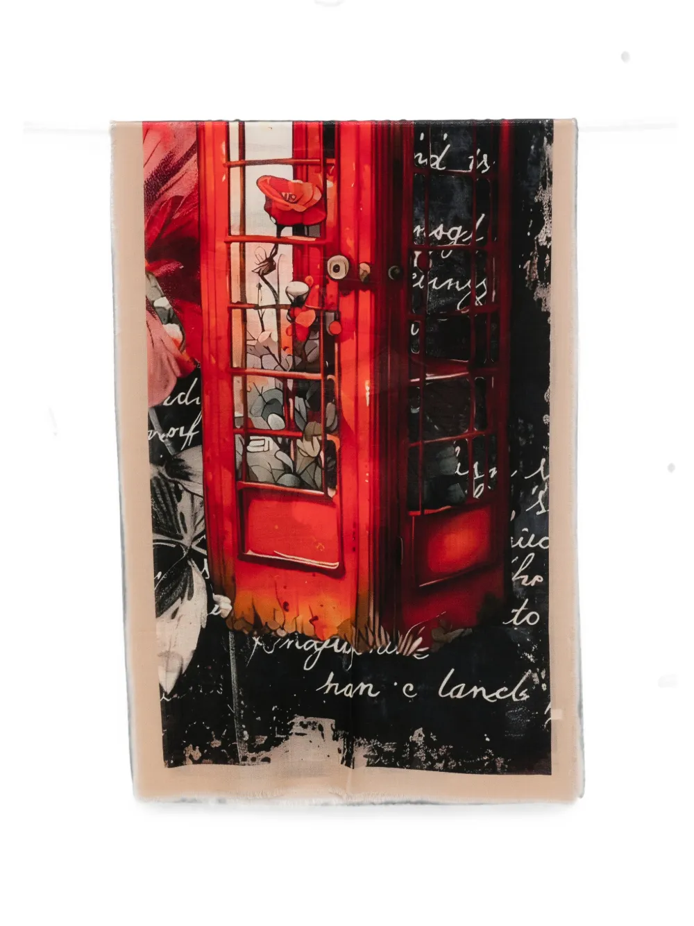 D'aniello phone-box print frayed-edge scarf - Rot