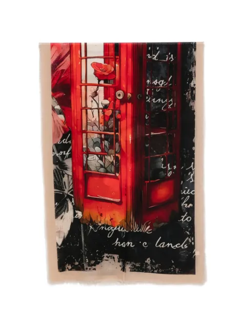 D'aniello phone-box print frayed-edge scarf