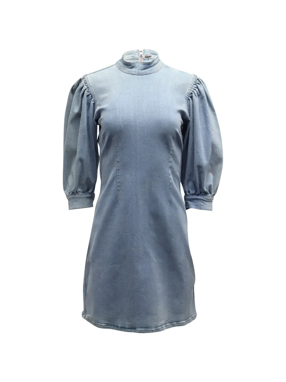 GANNI Cult puffed-sleeve mini dress - Blu