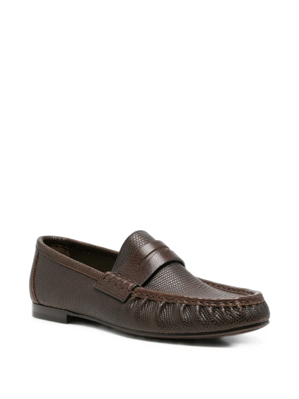 Brunello Cucinelli reptile-effect leather loafers Bruin
