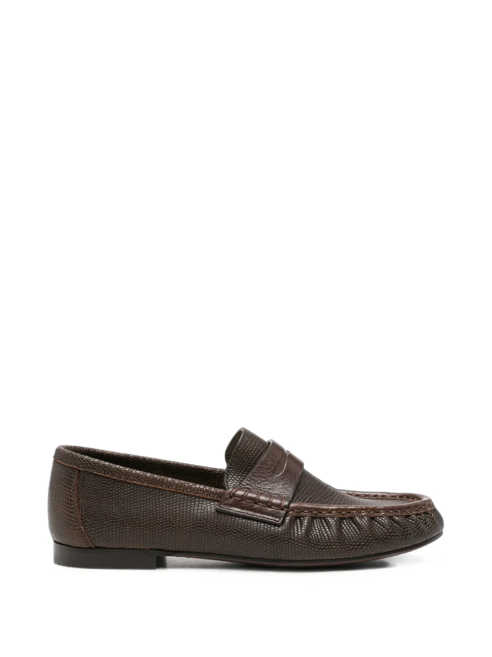 Brunello Cucinelli reptile-effect leather loafers - Marrone
