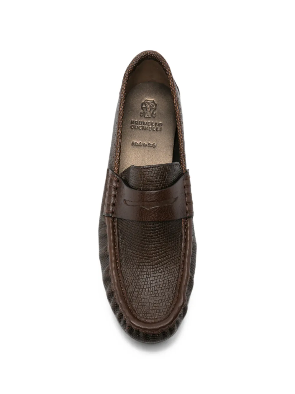 Brunello Cucinelli reptile-effect leather loafers Bruin