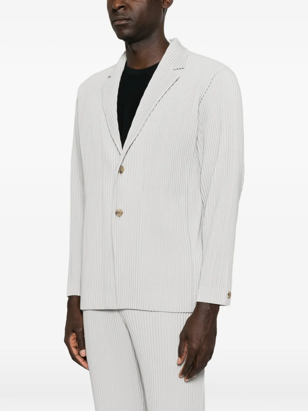 Homme Plissé Issey Miyake Geplooide blazer met gekerfde revers Grijs