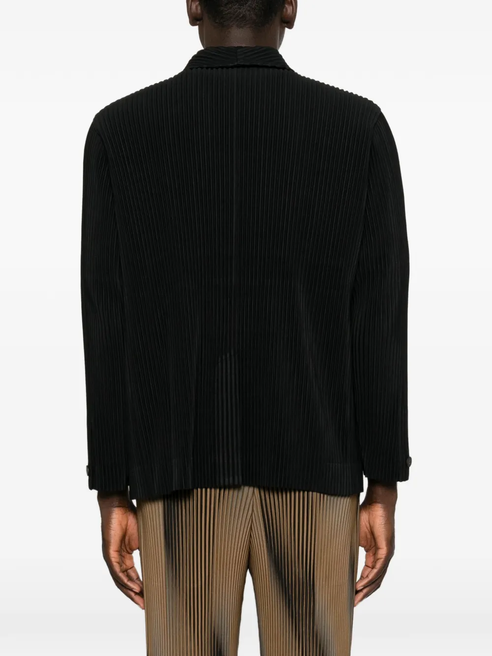 Homme Plissé Issey Miyake Geplooide blazer met gekerfde revers Zwart