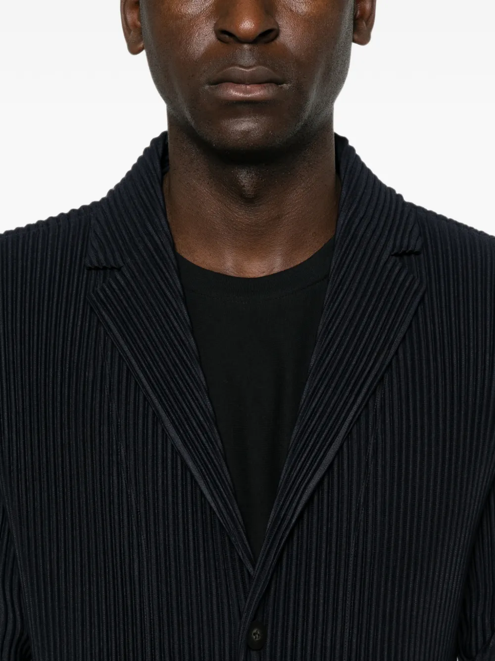 Homme Plissé Issey Miyake Geplooide blazer met gekerfde revers Blauw