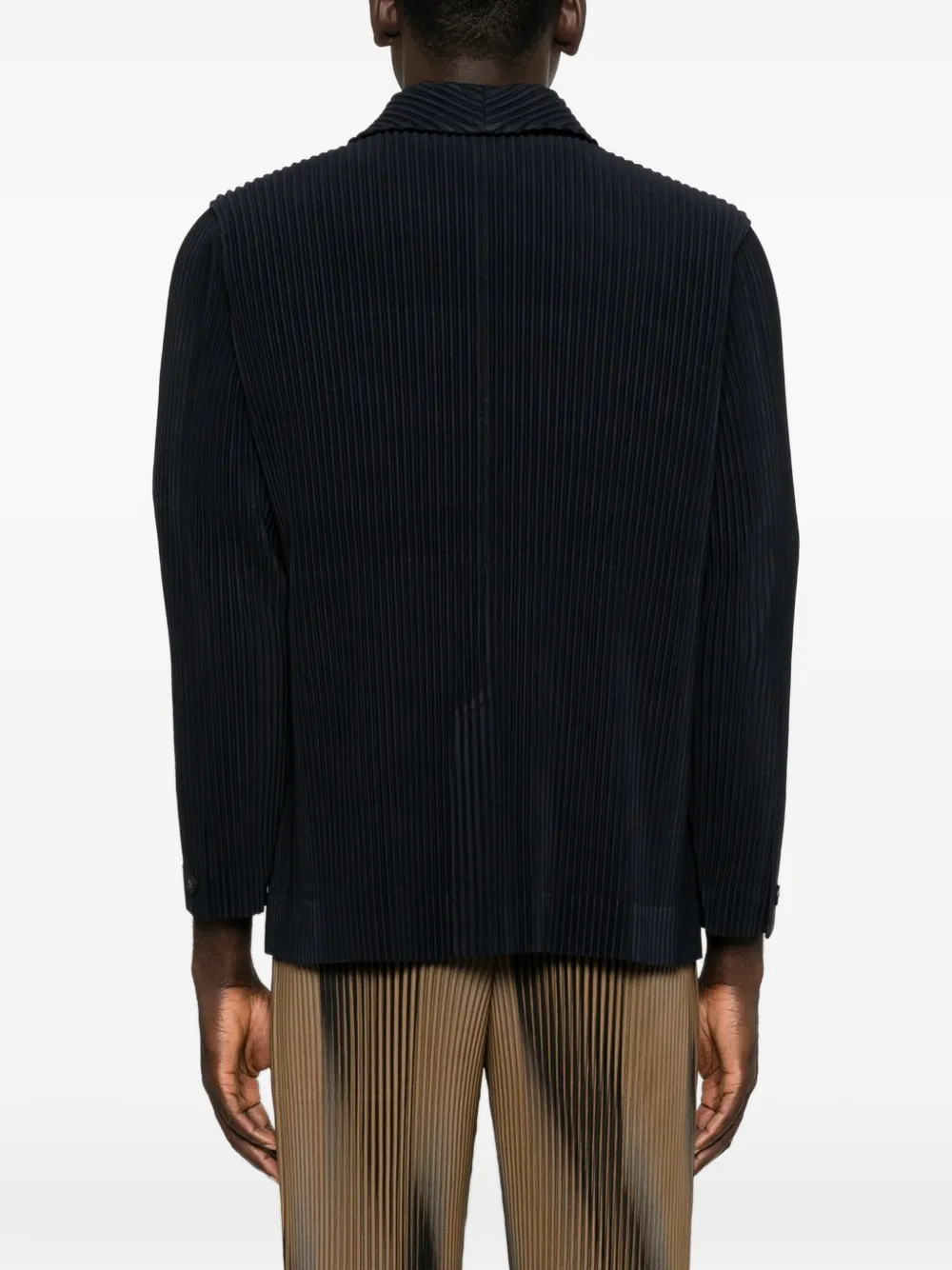 Homme Plissé Issey Miyake Geplooide blazer met gekerfde revers Blauw