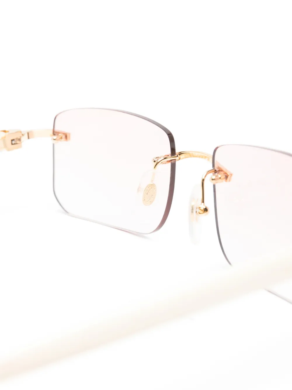 Cartier Rimless Diamond-cut Sunglasses in Gold, view 3