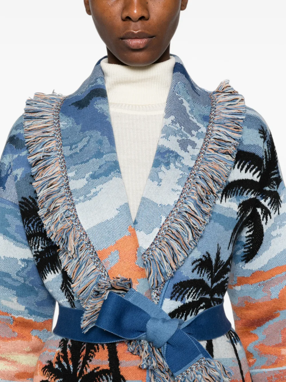 Alanui Vest met palmprint en franje afwerking Blauw