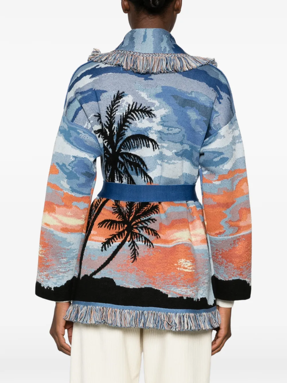 Alanui Vest met palmprint en franje afwerking Blauw