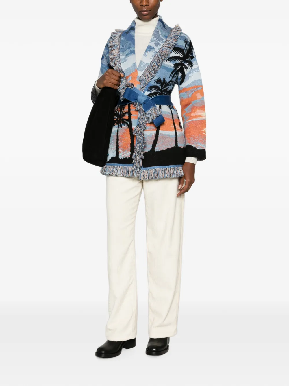 Alanui Vest met palmprint en franje afwerking Blauw