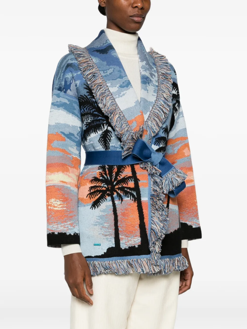 Alanui Vest met palmprint en franje afwerking Blauw