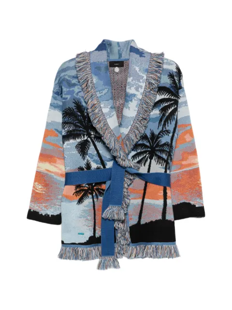 Alanui fringe-trimmed palm-print cardigan