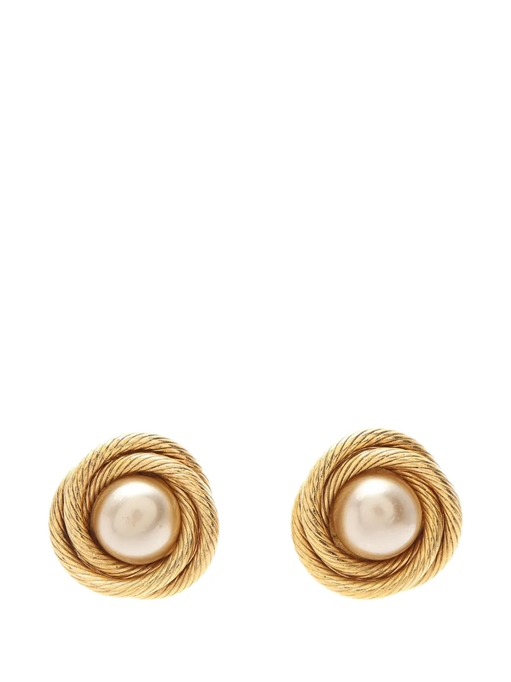 CHANEL Pre-Owned 1980-1990 Gold Plated Faux Pearl Clip On Earrings costume earrings - Bianco