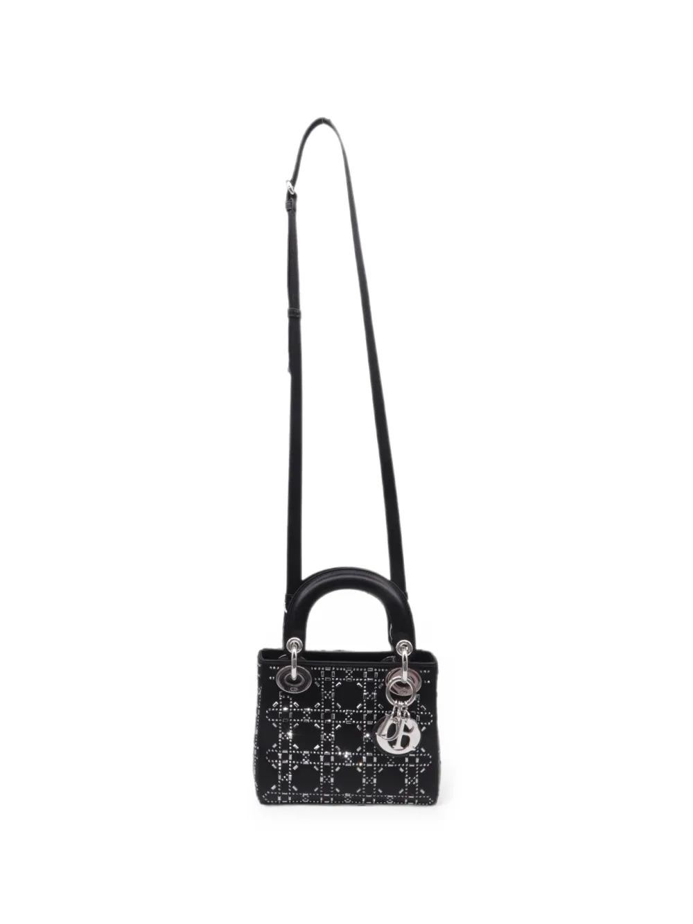 Christian Dior Pre-Owned mini sac à main Lady Dior Strass Cannage - Noir