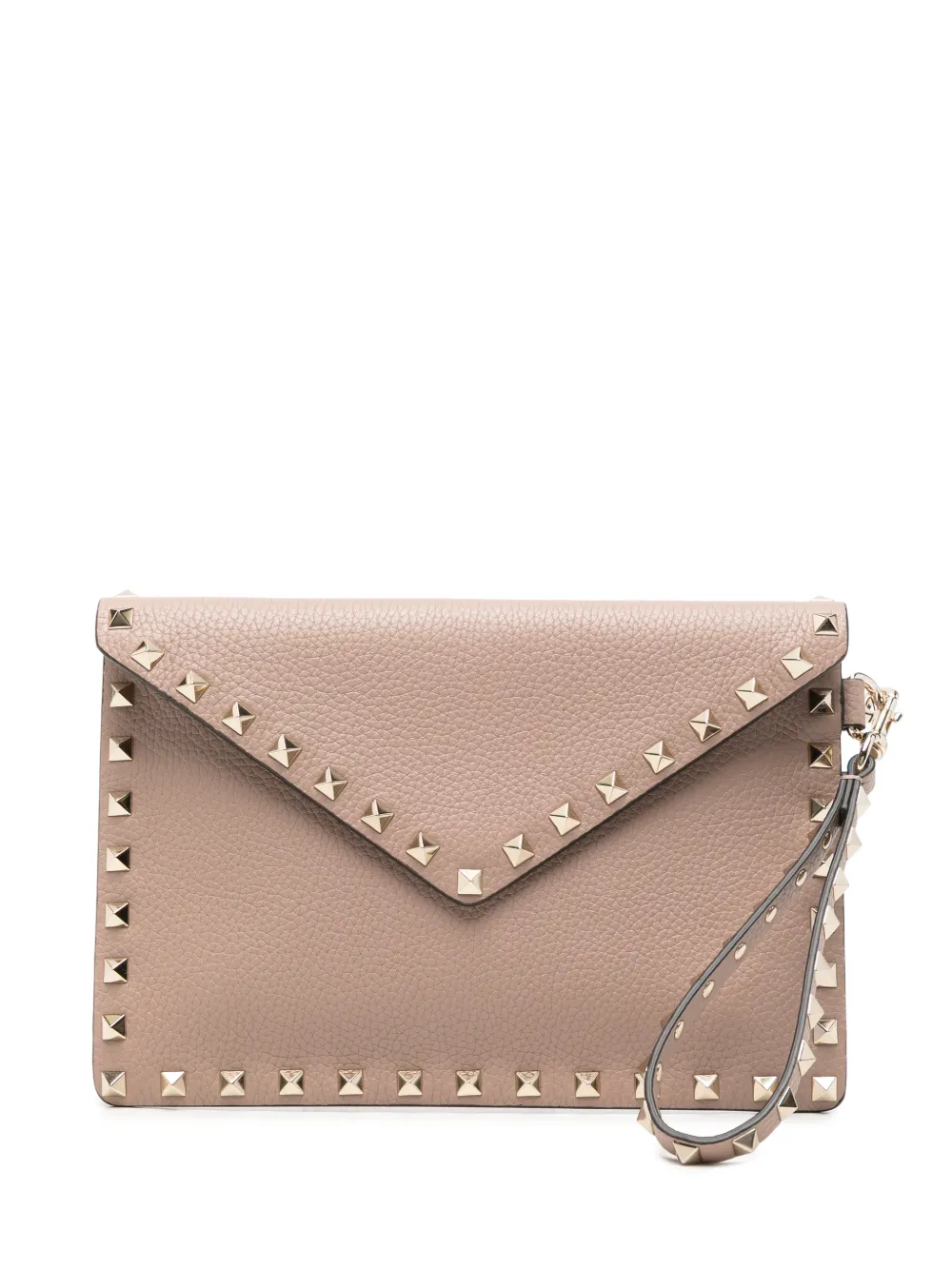 Valentino Garavani medium Rockstud leather clutch bag - Toni neutri
