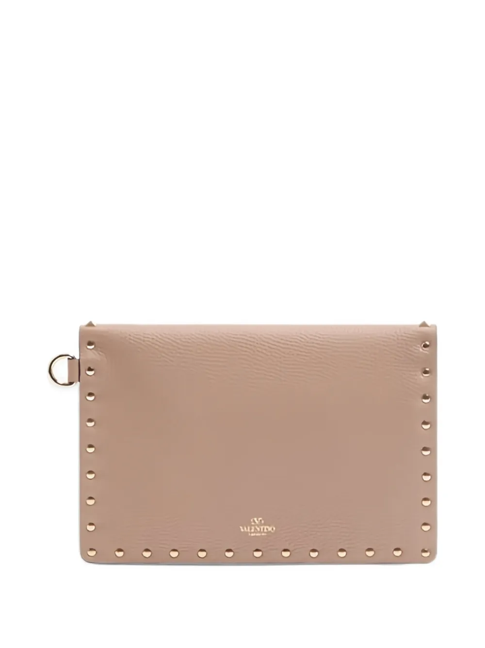 Valentino Garavani medium Rockstud leather clutch bag - Toni neutri