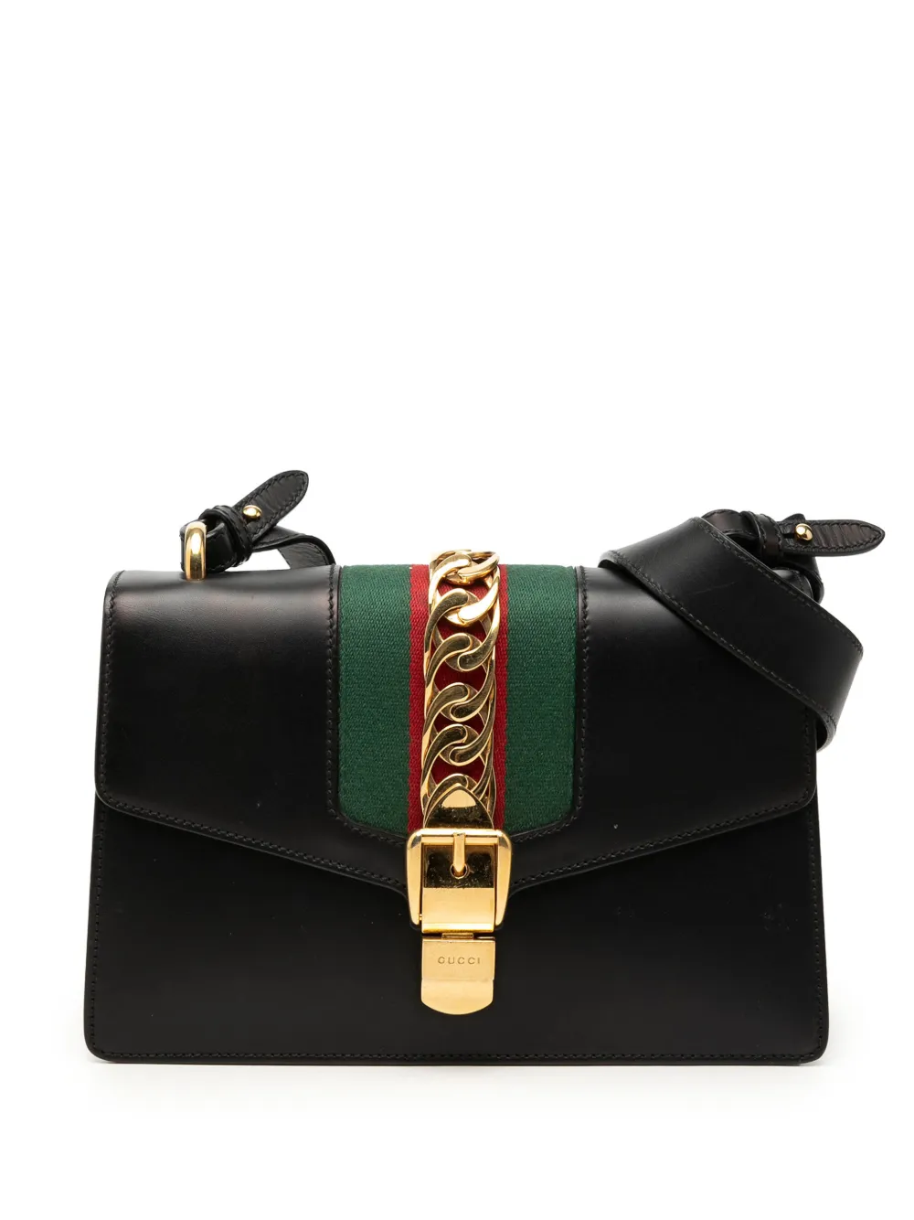 Gucci Pre-Owned 2000-2015 Small Calfskin Web Sylvie satchel - Schwarz