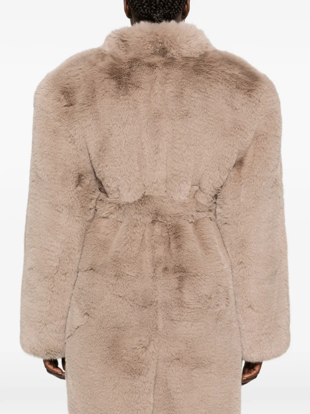 The Frankie Shop Destiny belted faux-fur coat Beige