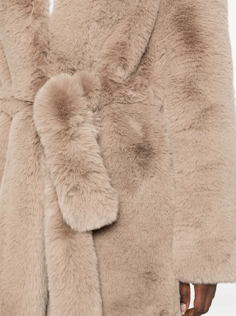 The Frankie Shop Destiny belted faux-fur coat Beige
