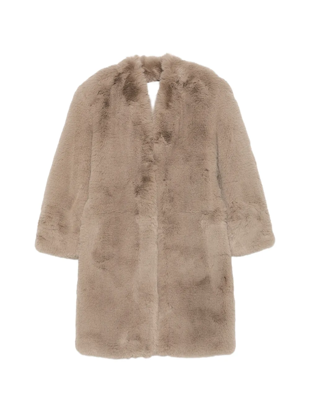 The Frankie Shop Destiny belted faux-fur coat Beige