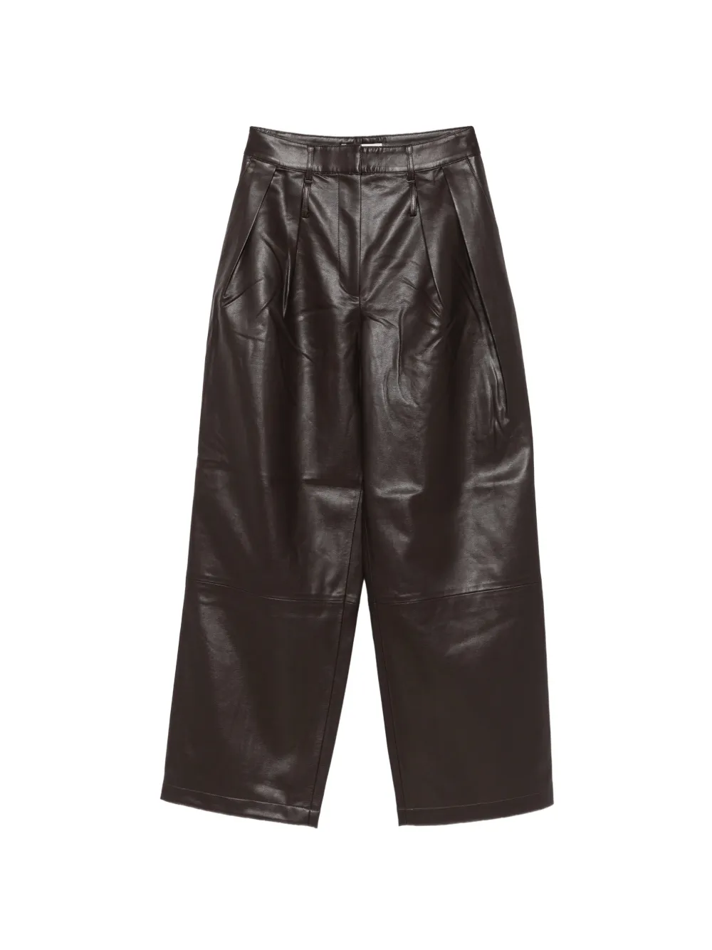 The Frankie Shop Jeva double-belt-loop faux-leather trousers Bruin