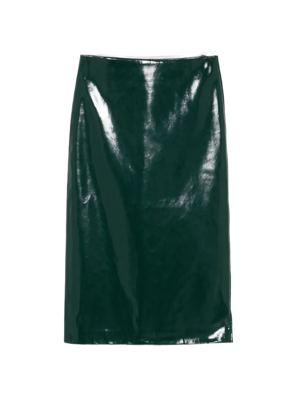 The Frankie Shop Samantha high-shine side-zip midi skirt - Verde