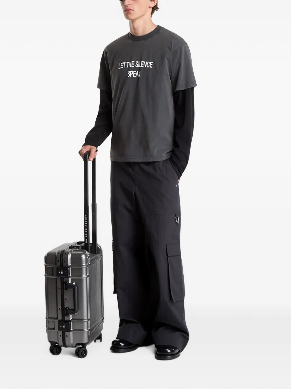 HELIOT EMIL Tacito T-shirt met gelaagde mouwen Grijs