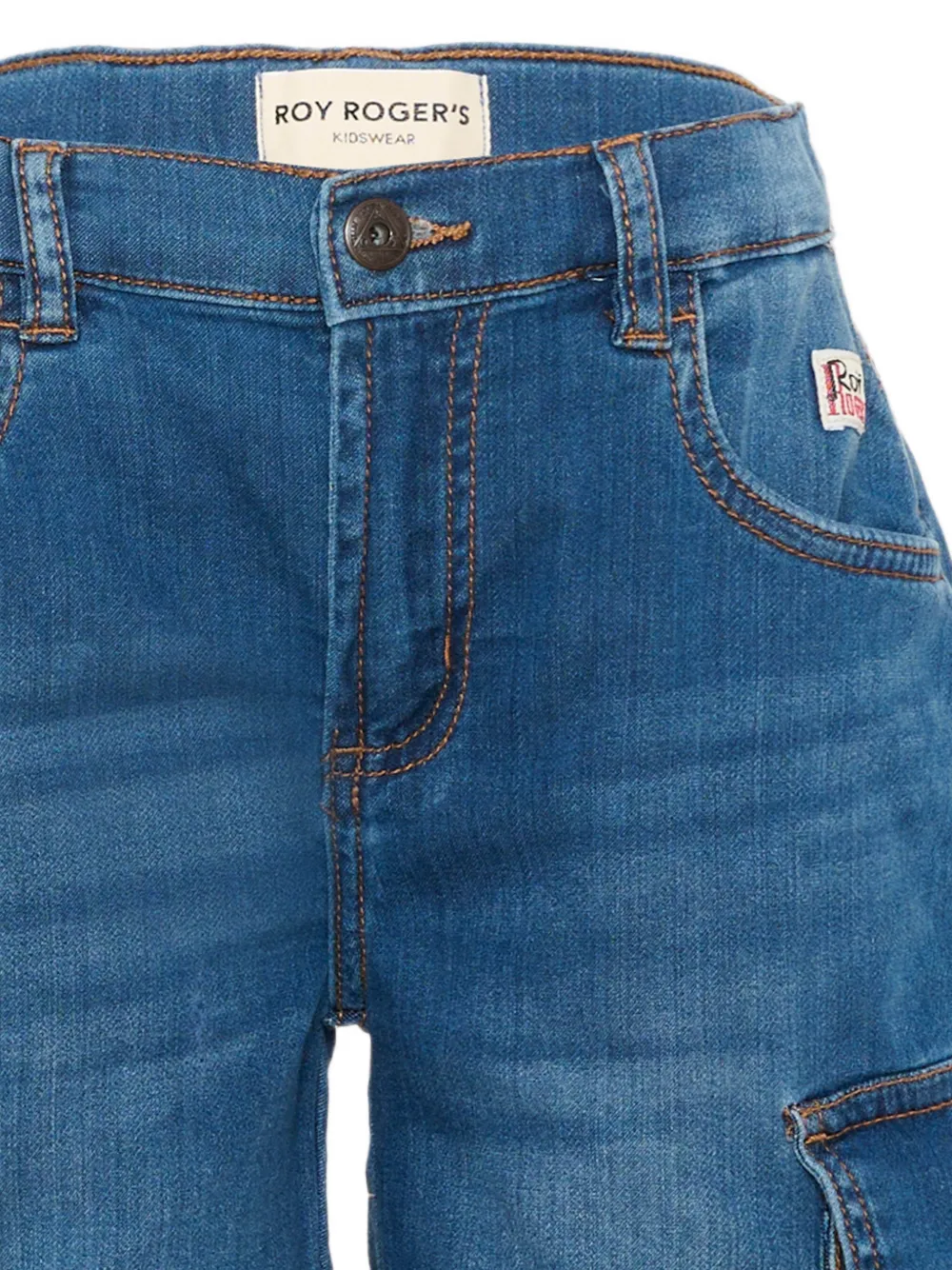 Roy Rogers Kids Cargo denim shorts met logopatch Blauw