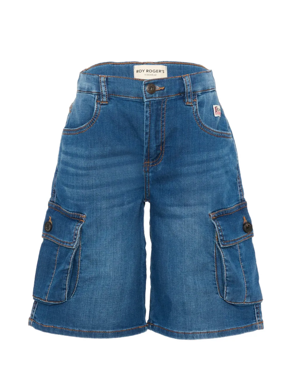 Roy Rogers Kids logo-appliqué denim cargo shorts - Blau
